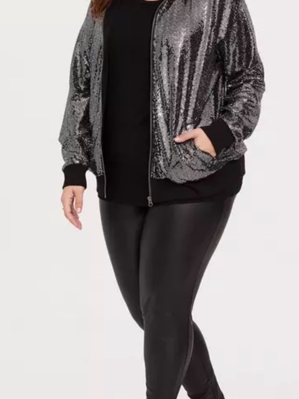 torrid Black Sequin Bomber Jacket - Picture 3 of 9